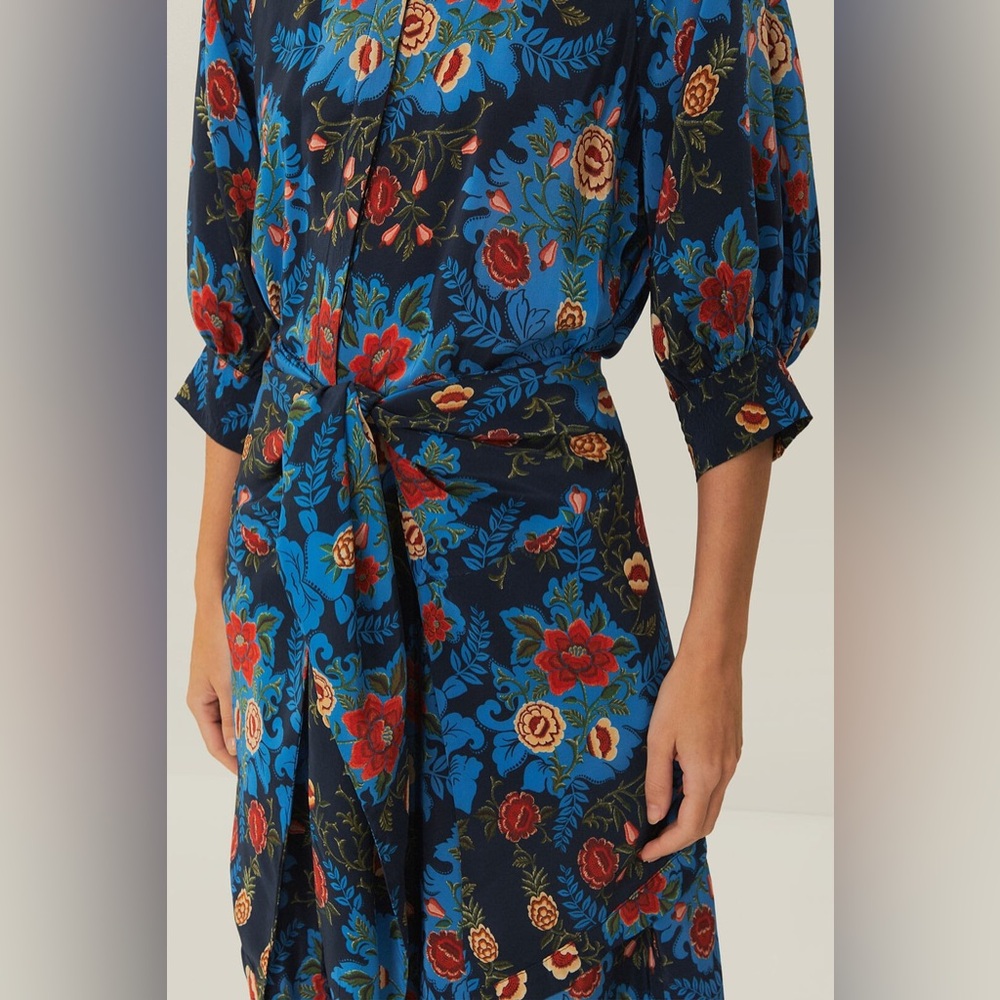 Farm Rio Blue Arabesque Floral Midi Dress - Picture 6 of 7